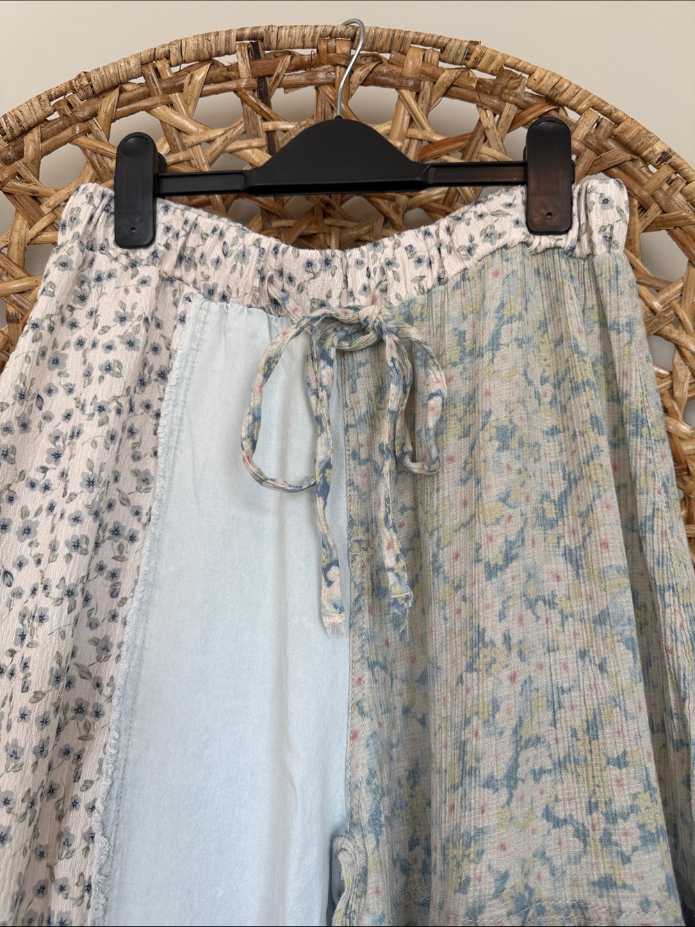 POL Patchwork Light Blue and Gray mixed fabrics Harem Pants - Picture 7 of 16